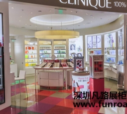 中高端彩妆品牌店亚克力化妆品展示柜台陈列效果图-可订制